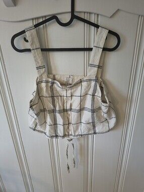 A New Day Plaid Button-Down Crop Top Size M
